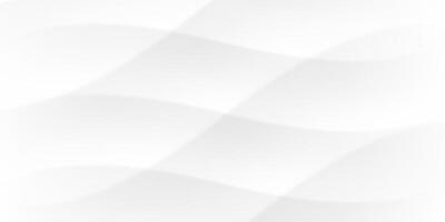 White abstract wave bg, medical corporate presentation. Subtle grey pattern, cut minimal gray texture. Wavy line sunlight ripple, medicine seamless soft 3d shadow overlay. Science curved simple wall vector