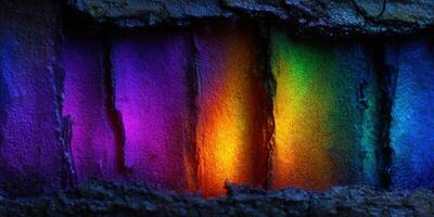 A stunning display of colors radiates from a textured, abstract surface, showcasing a spectrum of light. photo