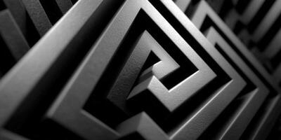 Close-up view of a modern maze design, featuring intricate geometric shapes and shadows. photo