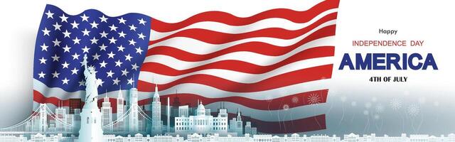 American flag waving for Independence Day vector