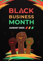 Black Business Month Celebration Poster Featuring Strong Inspirational Fists and Colors vector
