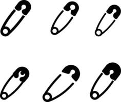 Safety Pins Set Black and White Illustrations vector