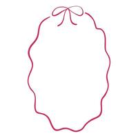 Oval Wavy Frame with Bow isolated on white. Perfect for the design of wedding invitation, card, menu vector