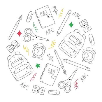 Circle composition with Back to school composition. background in d vector