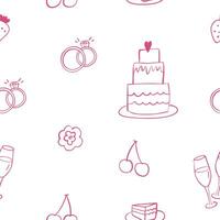 Seamless pattern with wedding items. Suitable for invitations, packaging and wedding agency design vector