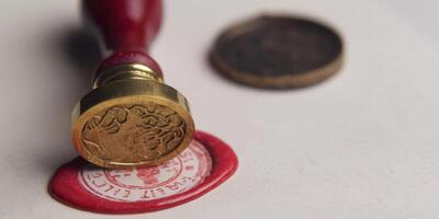 A classic wax seal, detailed and elegant, perfect for official documentation and vintage design. photo