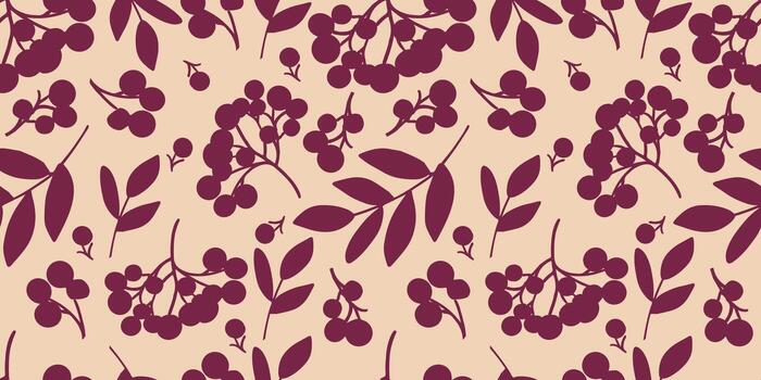 brillante sin costura modelo de ramas y serbal bayas en borgoña en ligero antecedentes. para huellas dactilares de telas, textiles, embalaje. vector