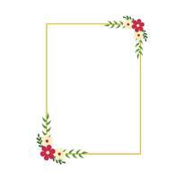 Flat Floral Frame with Leaves for Greeting Cards vector