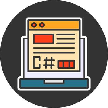 C Sharp Filled Grey Circle Icon vector