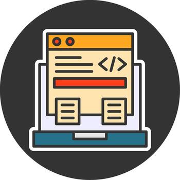 Code Framework Filled Grey Circle Icon vector