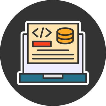 backend desarrollo lleno gris circulo icono vector