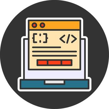 Code Processor Filled Grey Circle Icon vector