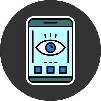 ver móvil interfaz mínimo lleno gris circulo icono vector