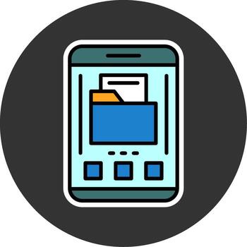 carpeta móvil interfaz mínimo lleno gris circulo icono diseño vector