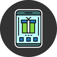 Gift Mobile Interface Minimal filled Grey Circle Icon vector