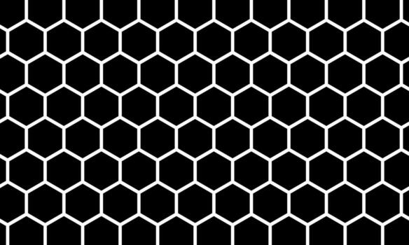 Honeycomb line art background. hexagon black and white pattern. abstract hexagonal cell. vector