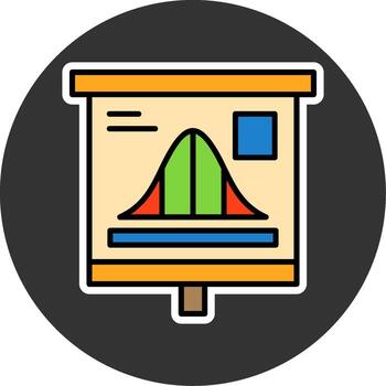 Bell Curve Graph Minimal filled Grey Circle Icon vector