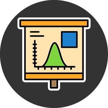 Bell Curve on Graph Minimal filled Grey Circle Icon vector