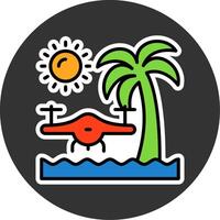 Beach drone photography Minimal filled Grey Circle Icon vector