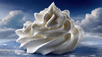 Close-up of whipped cream resembling a snowdrift. photo