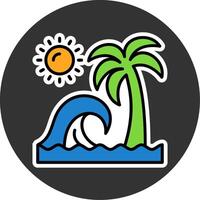 Beach Waves Minimal filled Grey Circle Icon vector