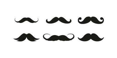 Unique collection of mustache illustrations in various styles and shapes for barbershop, retro, vintage, and gentleman themed graphic design projects vector