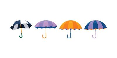 collection of 3D realistic umbrella illustrations featuring various colors and styles perfect for rain weather themed creative designs and graphics vector