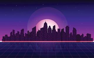 City skyline silhouette at dusk vector