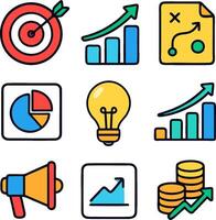 Business strategy and analytics icons vector