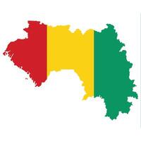 Guinea map with flag. Map of Guinea with national flag. vector