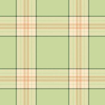 Seamless plaid pattern in light green, peach, and brown. Use for backgrounds, textiles, or designs requiring a classic and soft texture. Versatile and stylish. vector