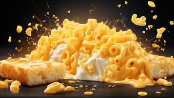 Delicious, gooey mac and cheese with a cheesy pull. photo