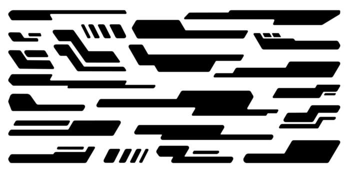 conjunto de tridimensional y2k geométrico formas en negrita negro en un ligero antecedentes. futurista y dinámica ciber techno diseño para carteles, pancartas, pegatinas, anuncios, camisetas, logotipos ciencia ficción. vector