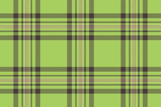 Pixelated plaid pattern in green brown. Digital retro style. Ideal for backgrounds, fabric design, or nostalgic projects. Versatile and eyecatching. vector