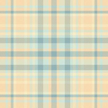 Elegant pastel plaid pattern in soft peach and blue hues. Perfect for textile design, website backgrounds, or crafting projects. Subtle herringbone weave adds texture and visual interest. vector