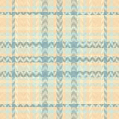 Elegant pastel plaid pattern in soft peach and blue hues. Perfect for textile design, website backgrounds, or crafting projects. Subtle herringbone weave adds texture and visual interest.