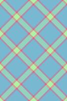 Kid background fabric , expressive pattern textile check. Trousers texture tartan seamless plaid in cyan and green colors. vector