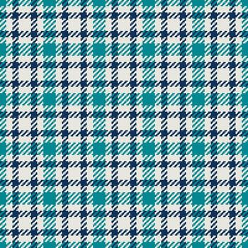 Seamless plaid pattern with textured teal, dark blue, and offwhite hues. Classic design ideal for textile, fashion, or background applications, adding depth and style. vector