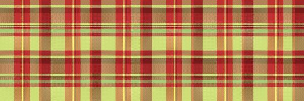 Expensive check pattern texture, valentine background plaid fabric. Stitched seamless tartan textile in red and green colors. vector