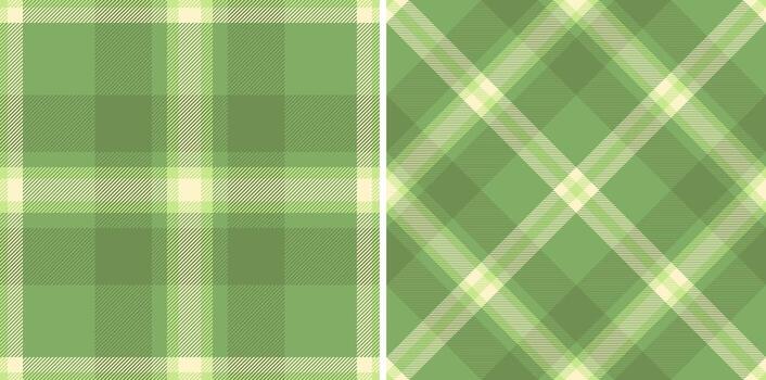 Two seamless pastel green plaid patterns. Classic diagonal checks offer versatile design options for fabric, apparel, home decor, and web design projects. Subtle texture adds visual depth. vector