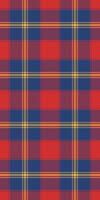 Vibrant red, blue, and gold plaid pattern. Perfect for textile designs, apparel, website backgrounds, or holiday projects. vector