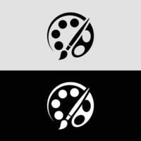 Artistic painting logo design with brush and color palette for creative studio and artist brand identity vector