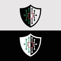 Security shield logo design for technology company and digital protection brand identity concept vector
