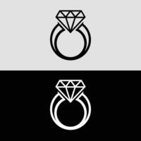 Diamond ring v icon illustration for wedding engagement jewelry design template isolated background vector