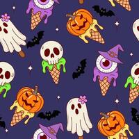 Halloween ice cream cones pattern vector