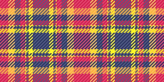 Vibrant, repeating plaid pattern in bold red, yellow, and navy. Perfect for textile designs, website backgrounds, or crafting projects. vector