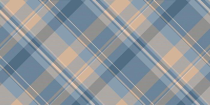 Elegant tartan pattern with blended stripes. Blue, beige and gray create a classic, woven effect. Use for backgrounds, textiles, or timeless designs. Versatile and stylish. vector