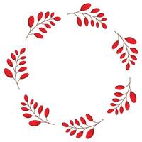 round frame, a wreath of red autumn leaves on a white background. vector