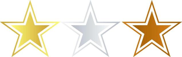 Golden, Silver, Bronze Star Design with Gradient color. vector