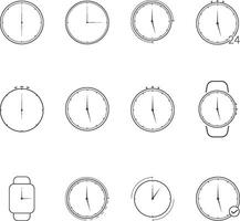 Outlined Clock and watch Icons Sets for buttons,Web interface and other uses. vector
